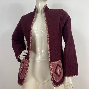 Red and Pink Reversible Quilted Corduroy Jacket